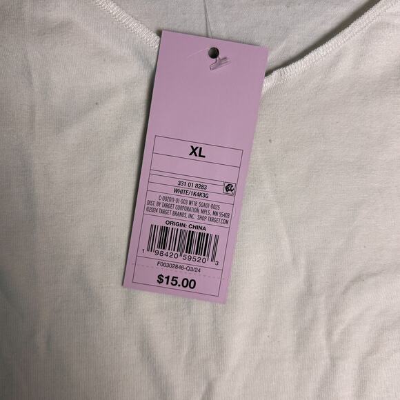 NWT Wild Fable Wide V Neck Shirt Womens XL White Lightweight Fall Layer Comfort - Picture 4 of 7